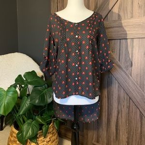 Women’s XS sheer high-low blouse